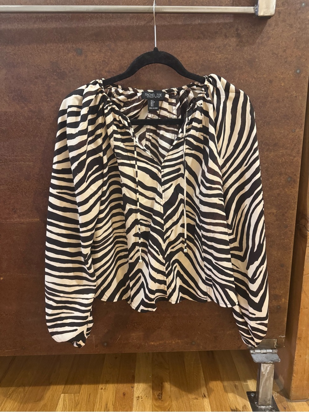NWOT Rachel Zoe Brown Zebra Print Top